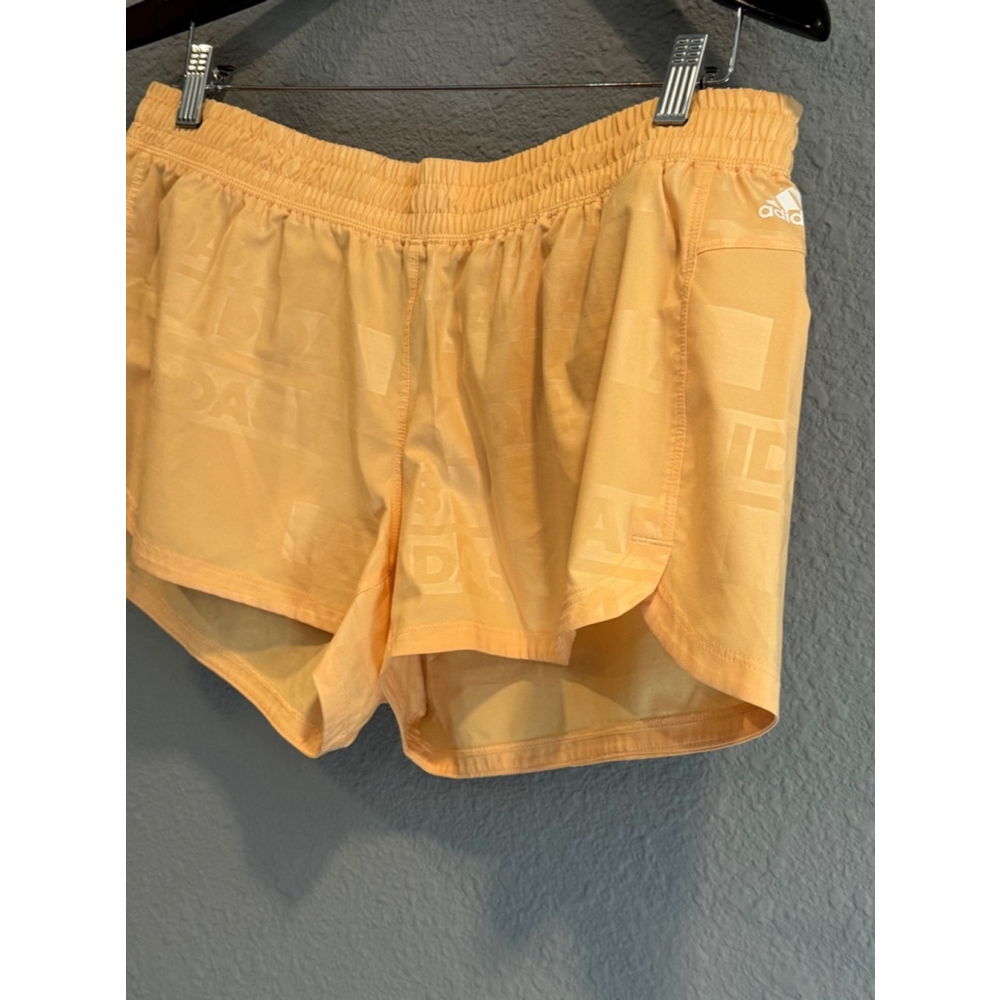 Adidas Pacer Woven Deboss Training Running Shorts Pulse Amber Sz L - Picture 3 of 7